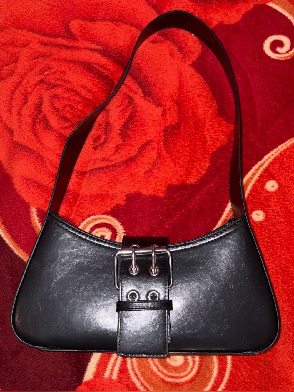H&M Black Shoulder Bag with Silver Buckle